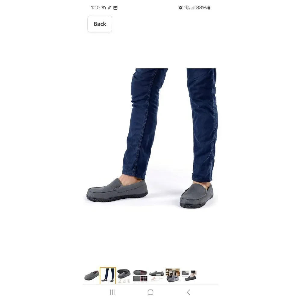 New Size 9 Rock Dove Grey Alexander Flannel Lined Loafer Slippers House Shoe NWT - Picture 2 of 12